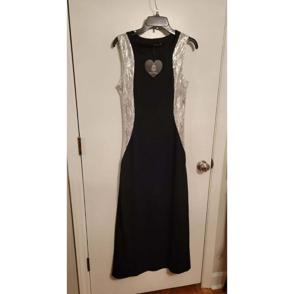 NWT Sweet Poison Sequin Side Black Illusion Dress